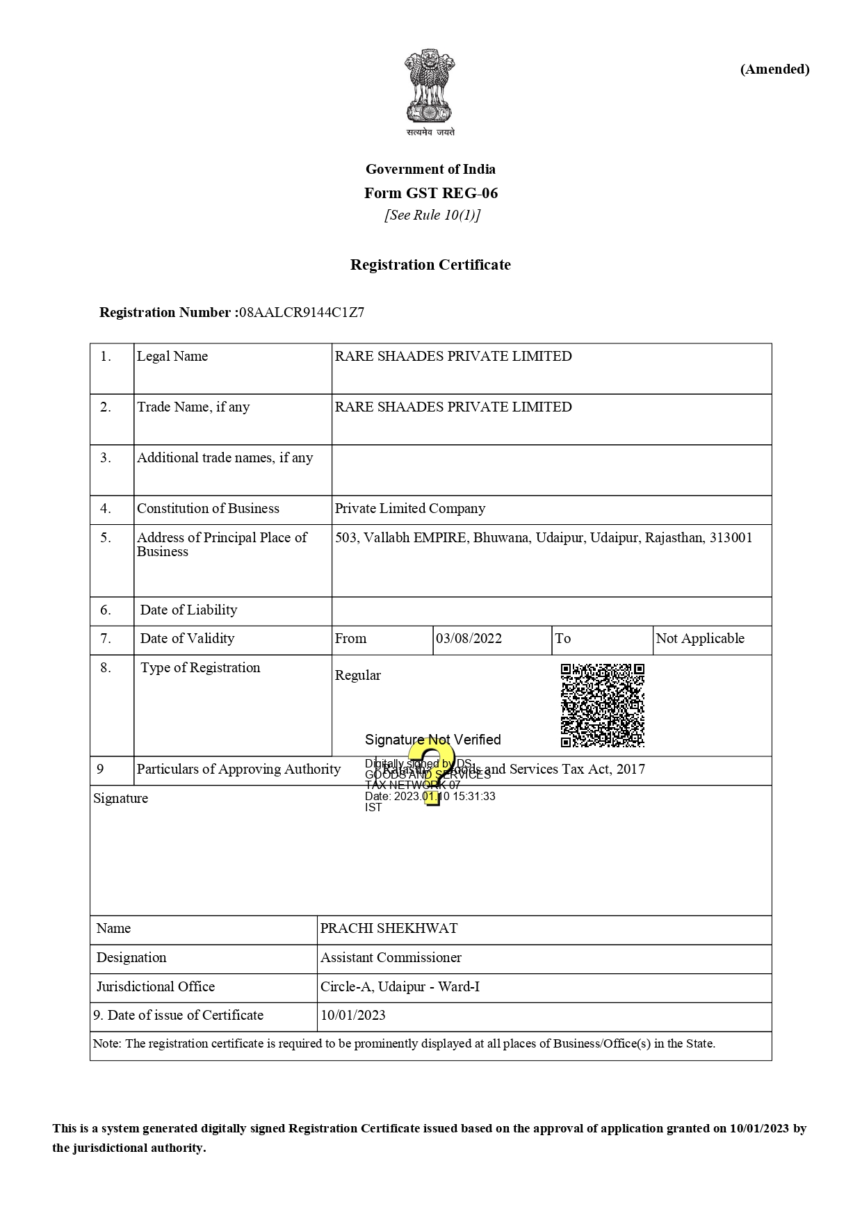 GST Certificate